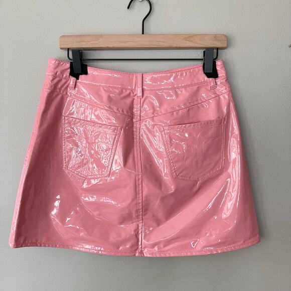 Trina Turk NWT Andre Pink Faux Patent Leather Skirt Mean Girls Clueless Sz 8 - Picture 4 of 14